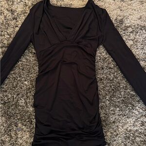 Windsor Black Ruched Long Sleeve Bodycon Dress